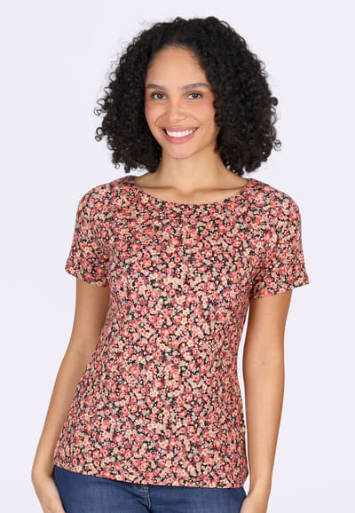 T-Shirt Zoe fleuri  - terracotta